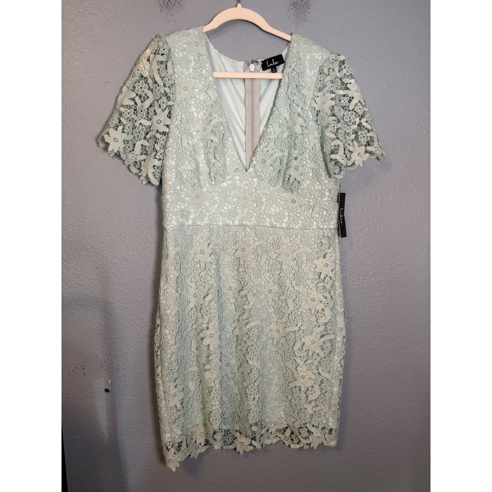 NWT Lulus Sweetie Mint Lace Short Sleeve Mini Dress Size XL - Picture 2 of 10